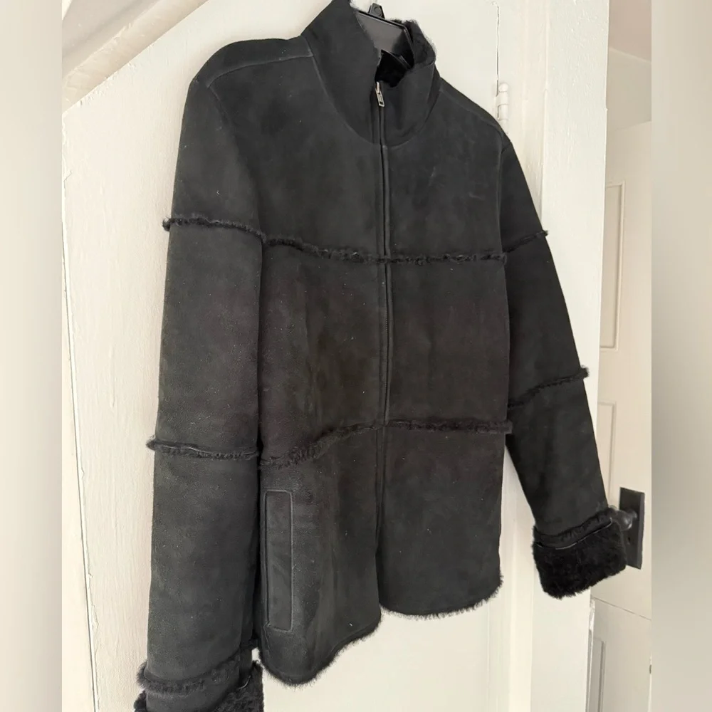 Bushwacker Genuine Suede Leather Sheepskin Lined Black Jacket Women’s Medium